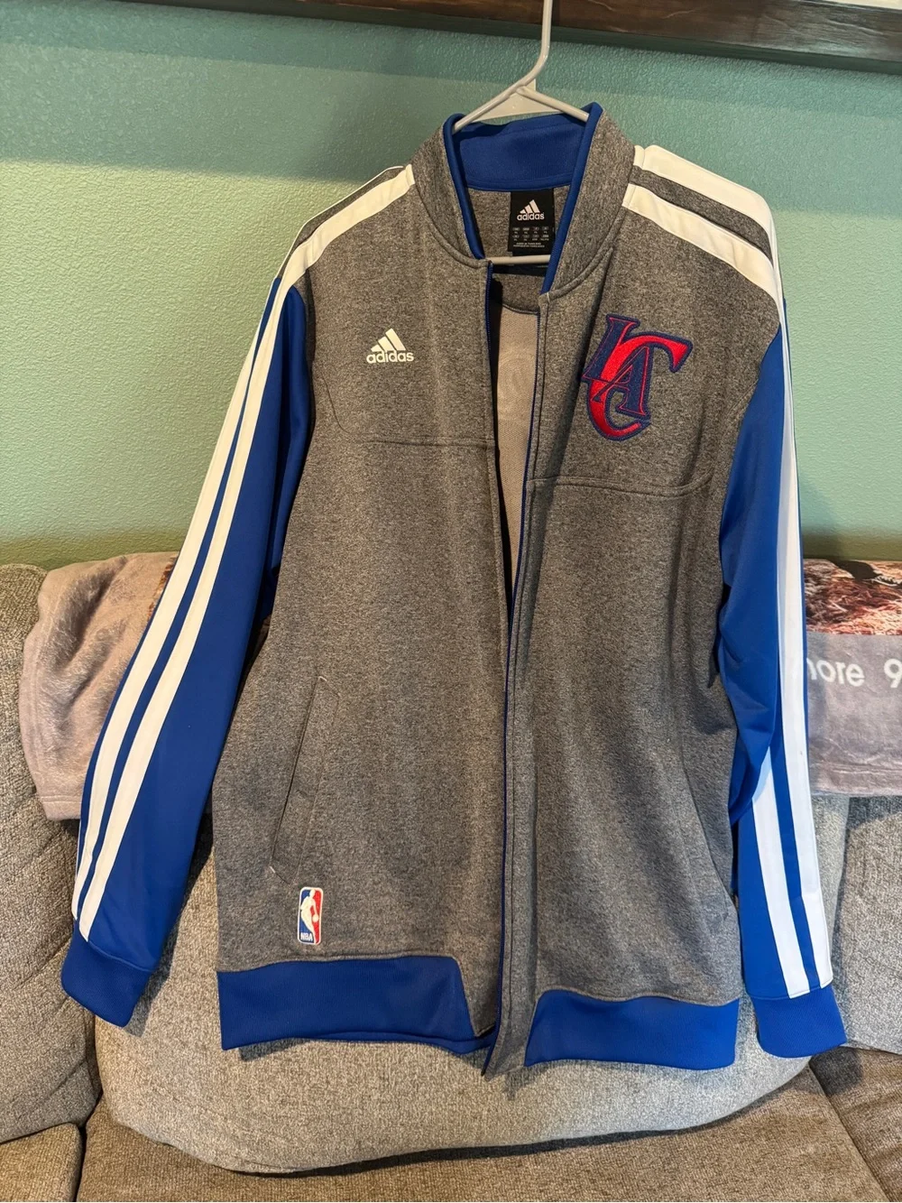 adidas Gray and Blue Full-Zip Team Jacket